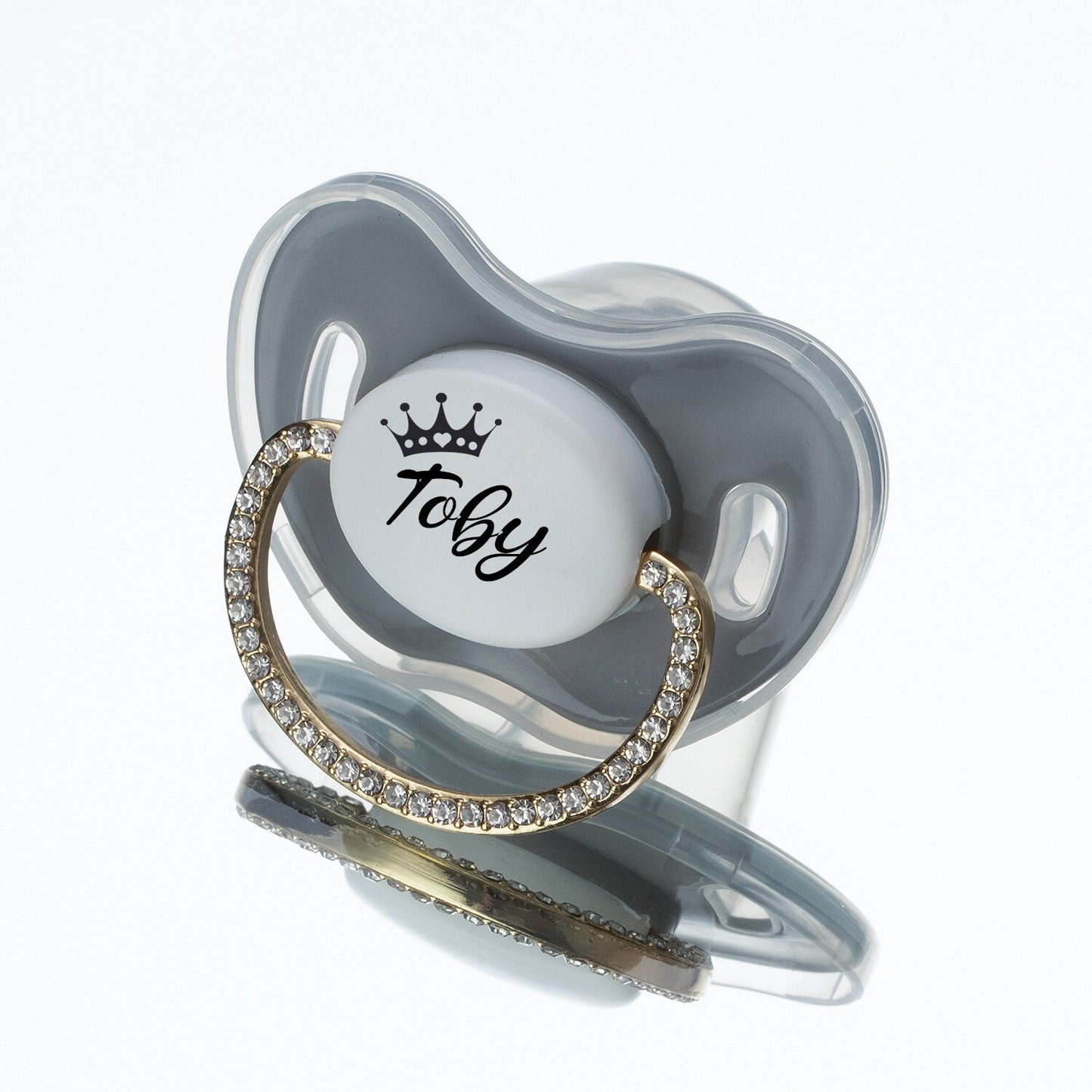 MIYOCAR Lovely Luxuriou bling Custom baby pacifiers with name Adorned with Elegant Rhinestones for boy girl 0-6 Months,6-18 M