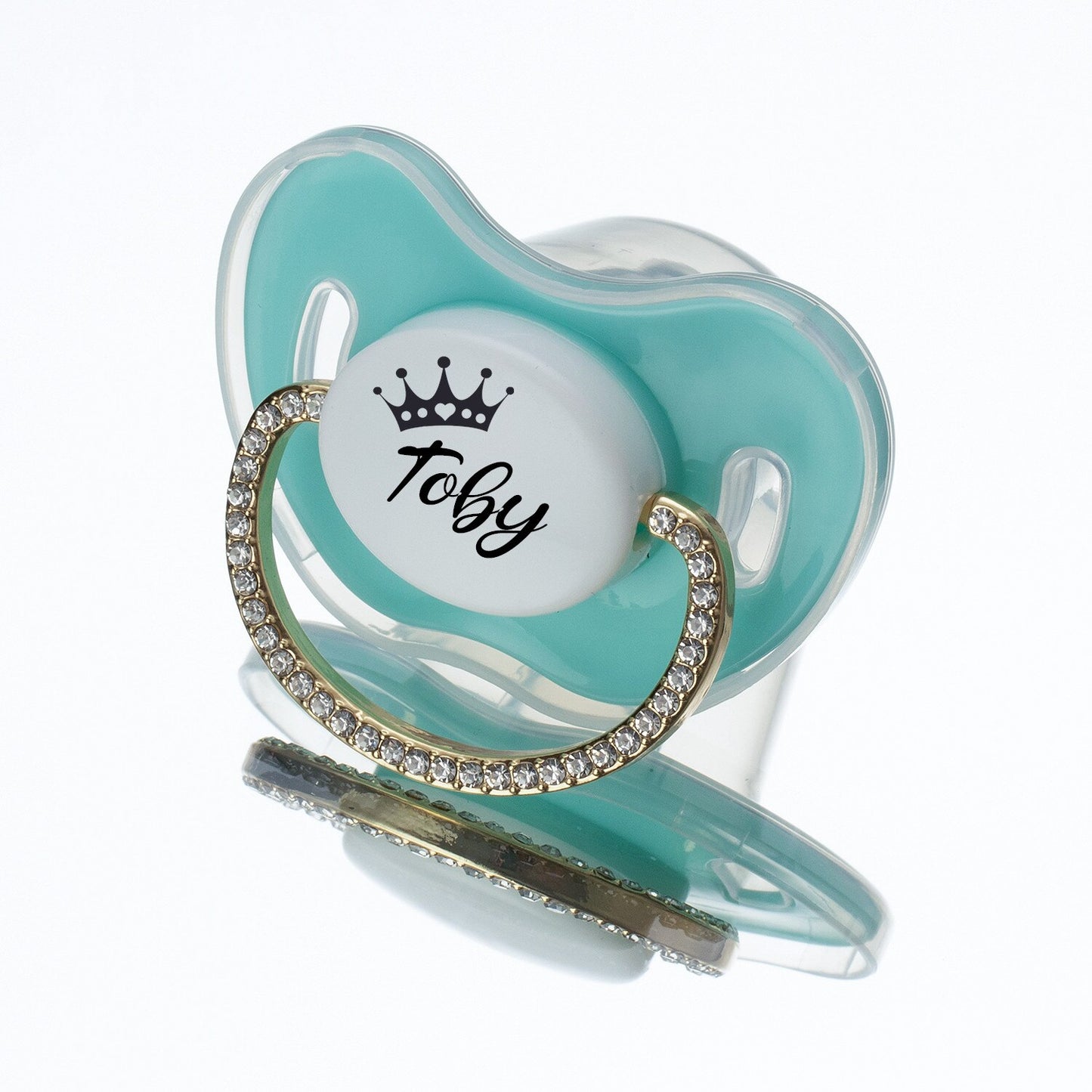 MIYOCAR Lovely Luxuriou bling Custom baby pacifiers with name Adorned with Elegant Rhinestones for boy girl 0-6 Months,6-18 M