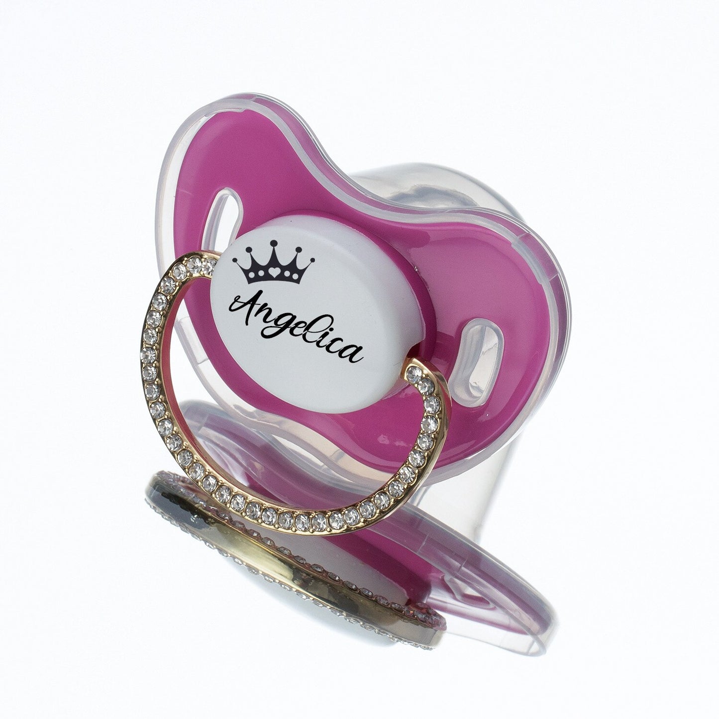 MIYOCAR Lovely Luxuriou bling Custom baby pacifiers with name Adorned with Elegant Rhinestones for boy girl 0-6 Months,6-18 M