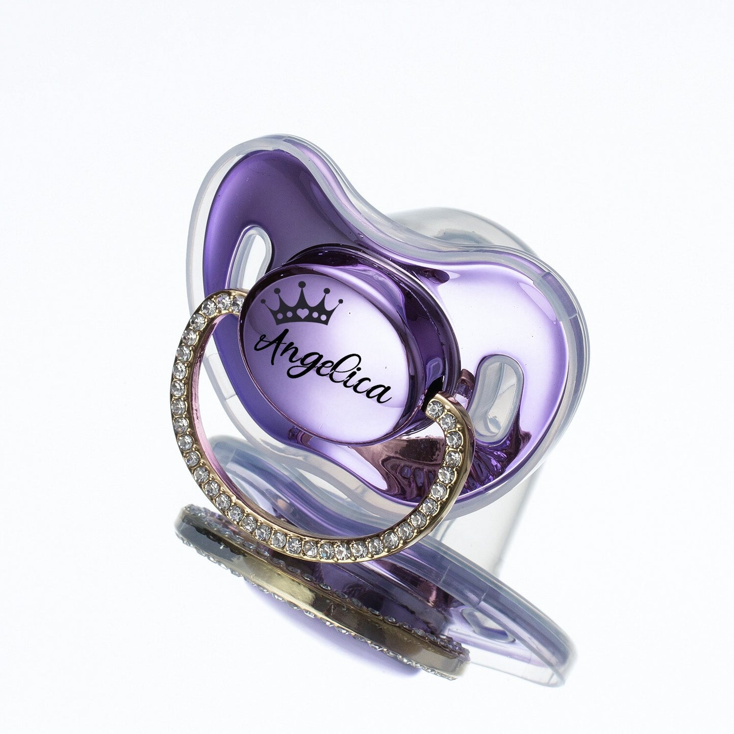 MIYOCAR Lovely Luxuriou bling Custom baby pacifiers with name Adorned with Elegant Rhinestones for boy girl 0-6 Months,6-18 M
