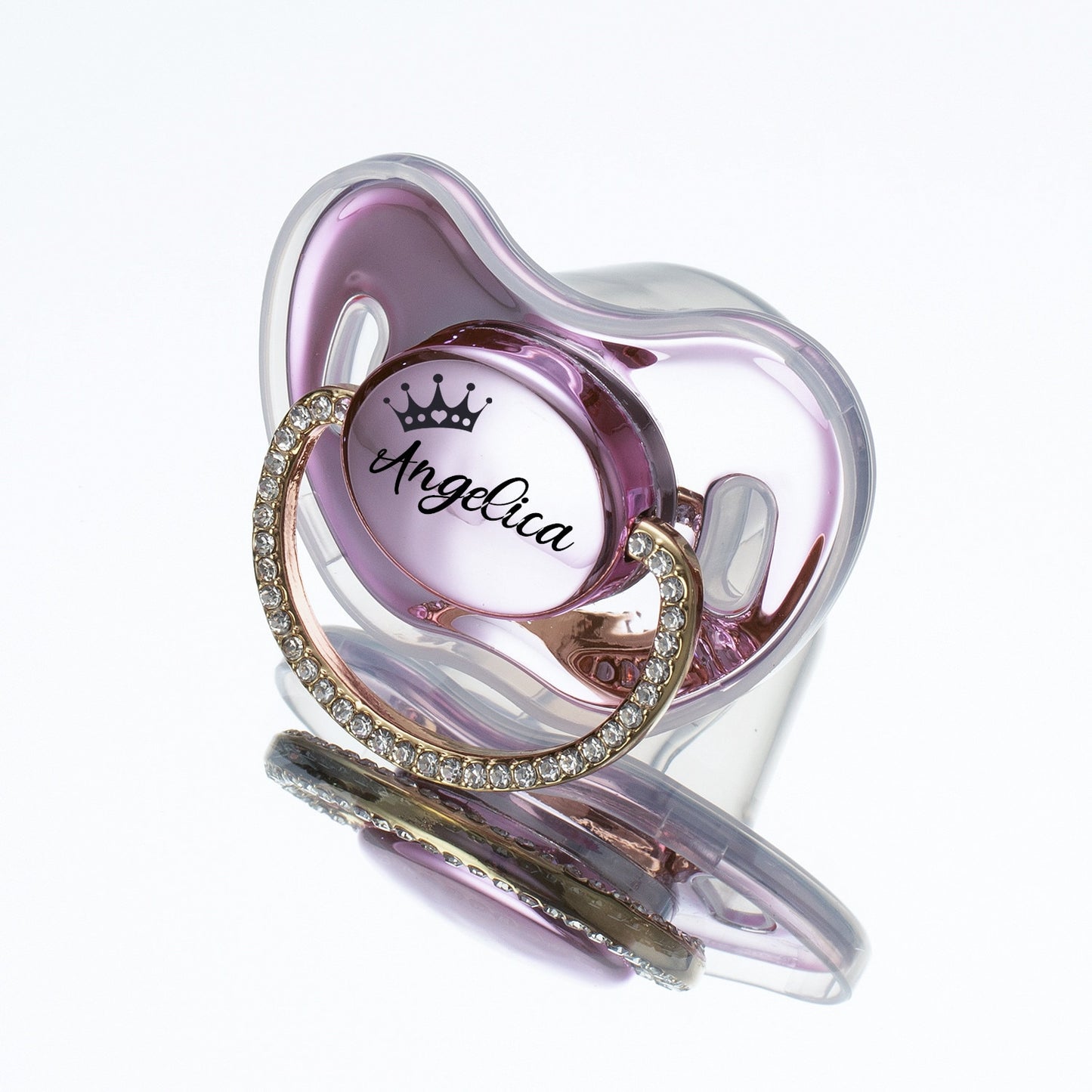 MIYOCAR Lovely Luxuriou bling Custom baby pacifiers with name Adorned with Elegant Rhinestones for boy girl 0-6 Months,6-18 M