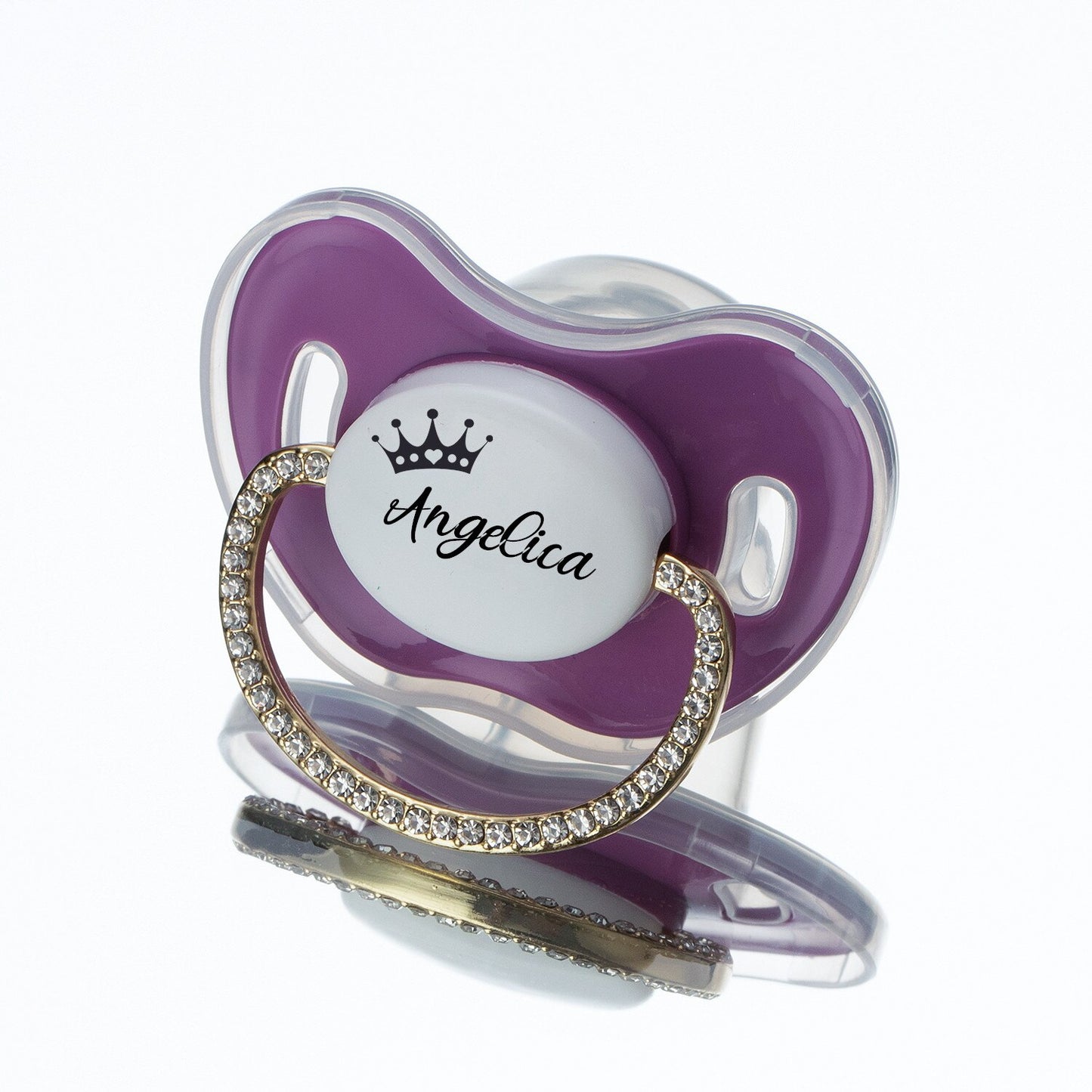 MIYOCAR Lovely Luxuriou bling Custom baby pacifiers with name Adorned with Elegant Rhinestones for boy girl 0-6 Months,6-18 M