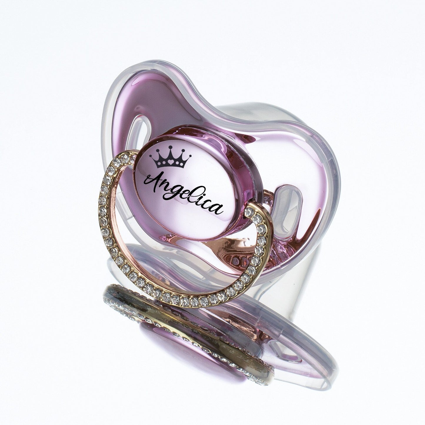 MIYOCAR Lovely Luxuriou bling Custom baby pacifiers with name Adorned with Elegant Rhinestones for boy girl 0-6 Months,6-18 M