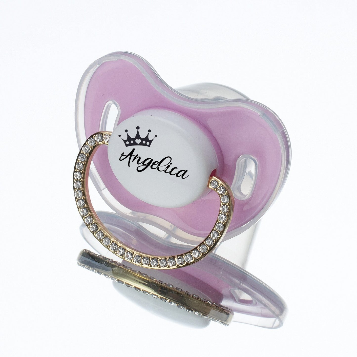 MIYOCAR Lovely Luxuriou bling Custom baby pacifiers with name Adorned with Elegant Rhinestones for boy girl 0-6 Months,6-18 M