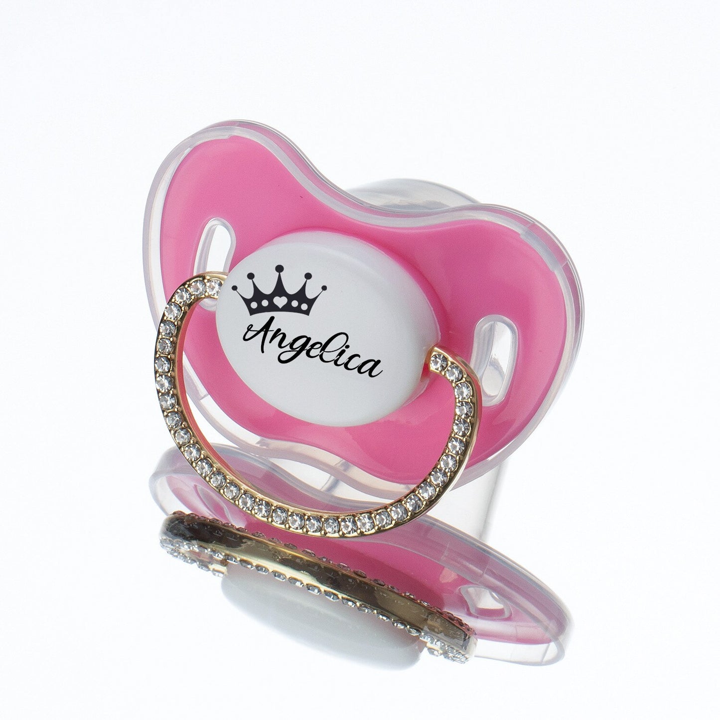 MIYOCAR Lovely Luxuriou bling Custom baby pacifiers with name Adorned with Elegant Rhinestones for boy girl 0-6 Months,6-18 M