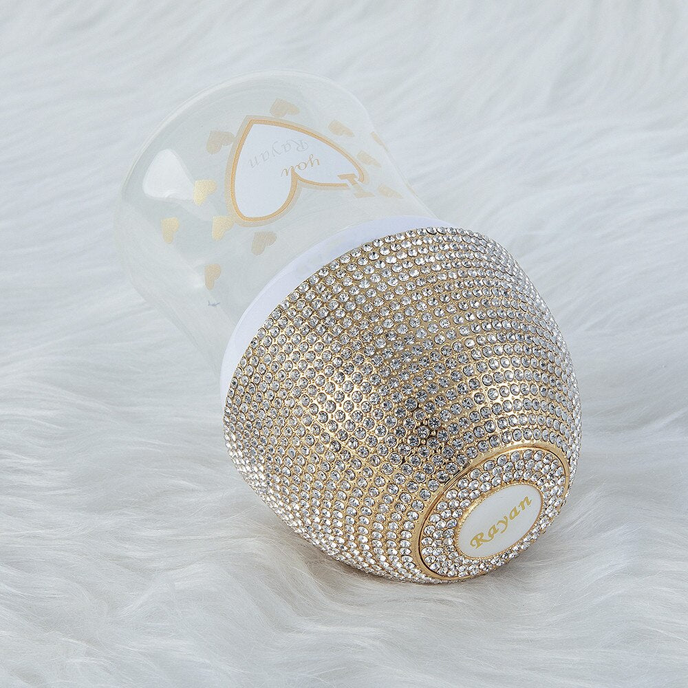 MIYOCAR personalized gold bling baby bottle BPA free plastic 260ml and 150ml bottle lovely baby bottle feeding bottle