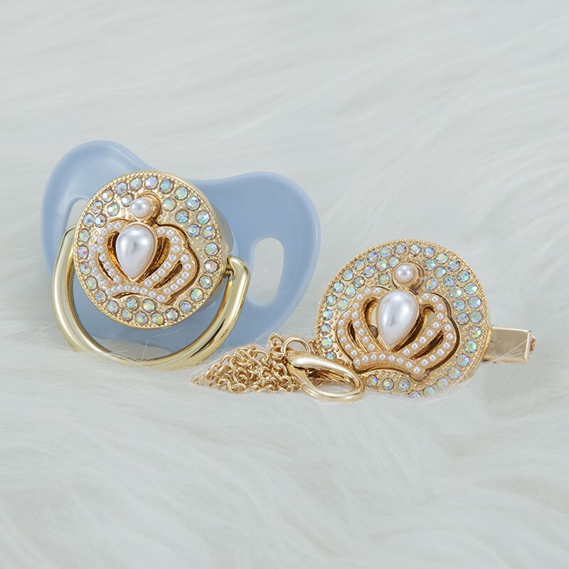 MIYOCAR 3D peral crown Metallic pacifier and pacifier clip BPA free dummy BPA free New Born gift Photography not for daily use