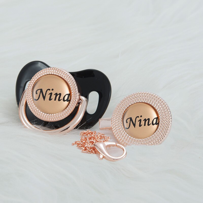 MIYOCAR Personalized any name rose gold bling pacifier and pacifier clip BPA free dummy Luxury unique design pacifier PPG-R