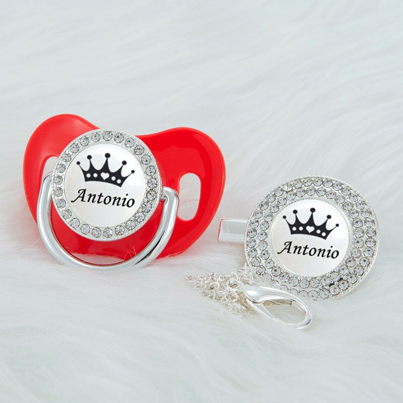 MIYOCAR Personalized black crown bling rose gold pacifier and clip BPA free dummy unique design SGS Approval PWBC