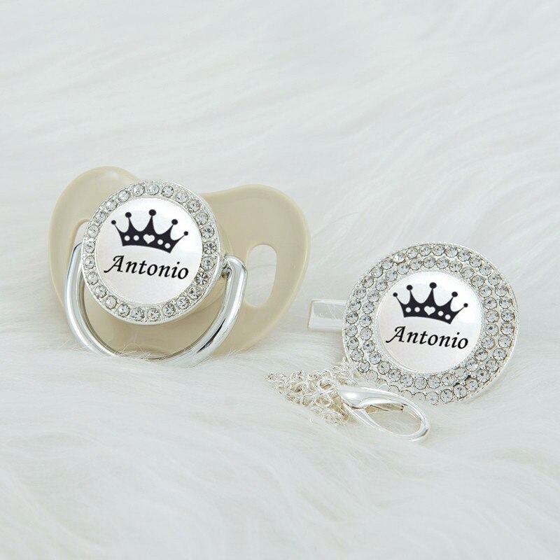 MIYOCAR Personalized black crown bling rose gold pacifier and clip BPA free dummy unique design SGS Approval PWBC