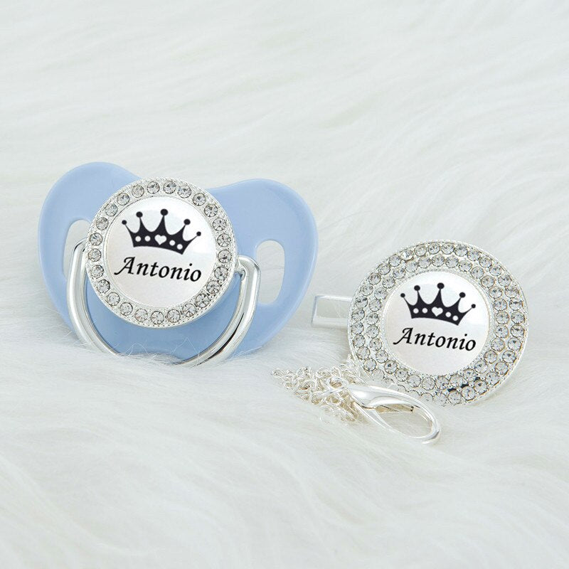 MIYOCAR Personalized black crown bling rose gold pacifier and clip BPA free dummy unique design SGS Approval PWBC