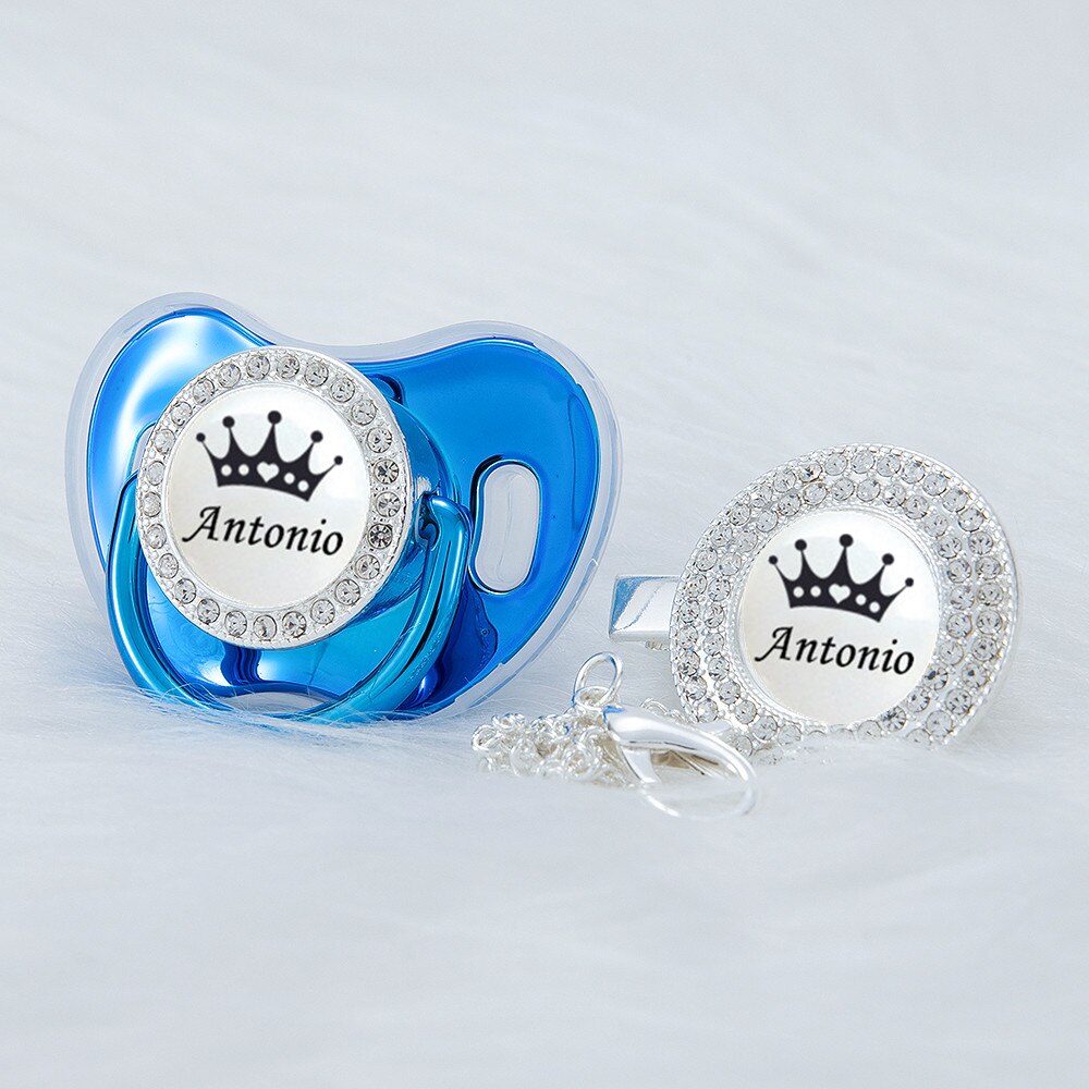 MIYOCAR Personalized black crown bling rose gold pacifier and clip BPA free dummy unique design SGS Approval PWBC