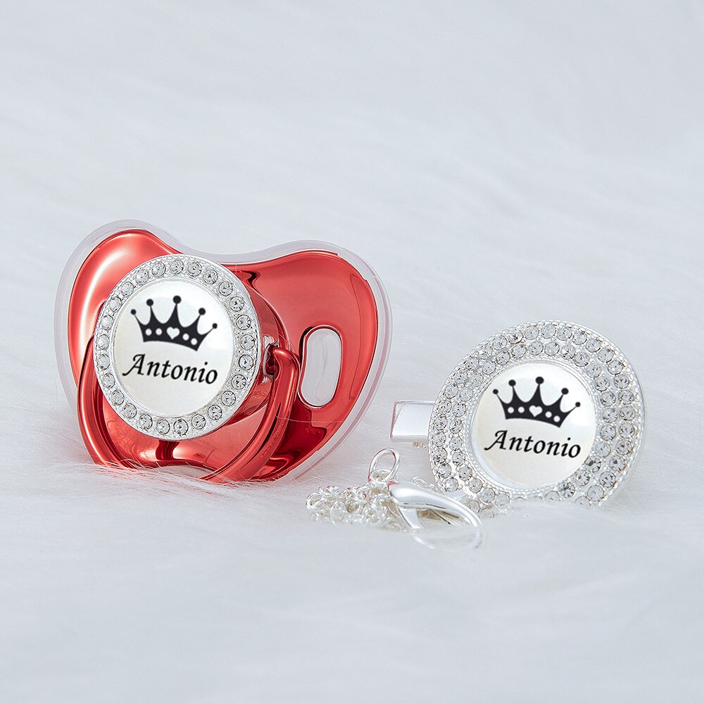 MIYOCAR Personalized black crown bling rose gold pacifier and clip BPA free dummy unique design SGS Approval PWBC