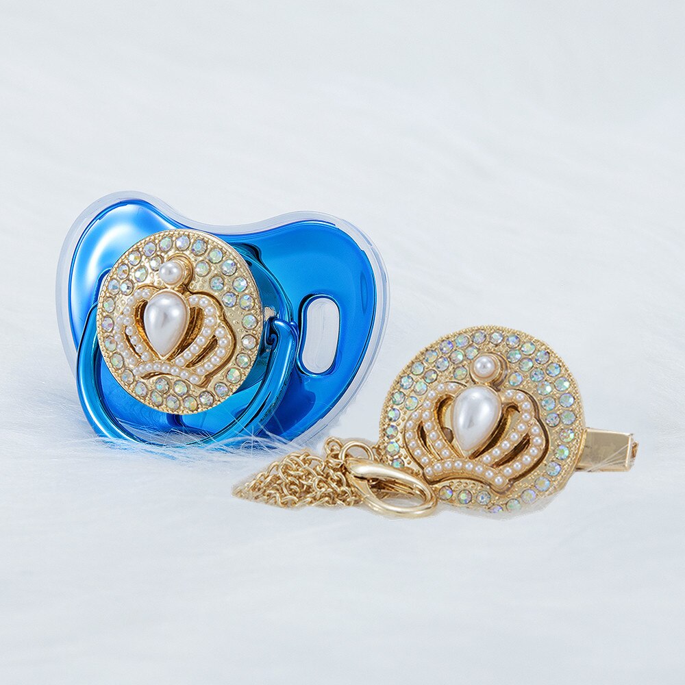 MIYOCAR 3D peral crown Metallic pacifier and pacifier clip BPA free dummy BPA free New Born gift Photography not for daily use