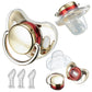 Miyocar Luxurious Bling Gold Pacifiers Bring 3 Replacement Silicone Teat Includes All Size for Boy and Girl Baby Shower Gift