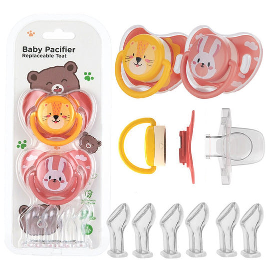 Miyocar Lovely Baby Pacifiers Bring Replacement Nipple (2 Pcs) Includes 6 Different Sized Silicone Teat for Boy Girl all size