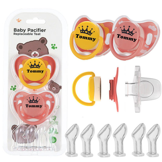 Miyocar Custom Baby Pacifiers Personalized with Name Bring 6 Silicone Replacement Teat (2 Pcs) All Size Include for Boy and Girl
