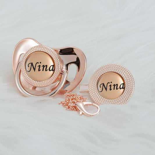 MIYOCAR Personalized any name rose gold  bling pacifier and pacifier clip BPA free dummy Luxury unique design pacifier PPG-R