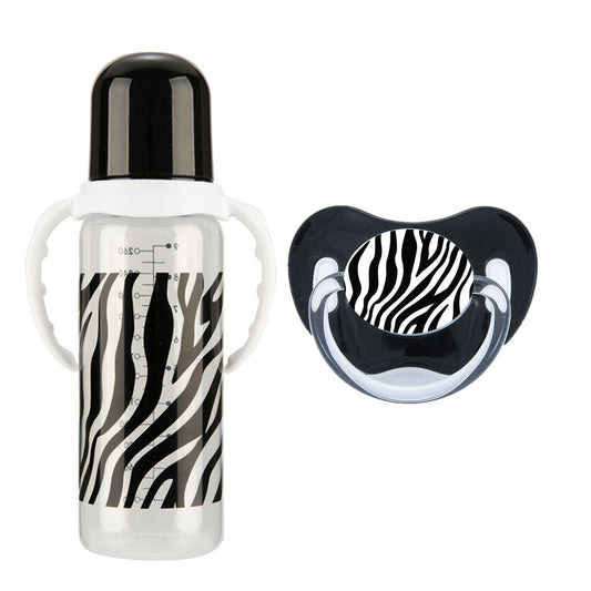 MIYOCAR zebra baby bottle pacifier 2pcs set BPA free plastic 260ml standard neck special gift lovely baby bottle feeding bottle