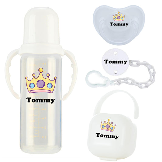 MIYOCAR personalized baby bottle pacifier/clip /box 4pcs set BPA free plastic 260ml standard neck baby bottle feeding bottle